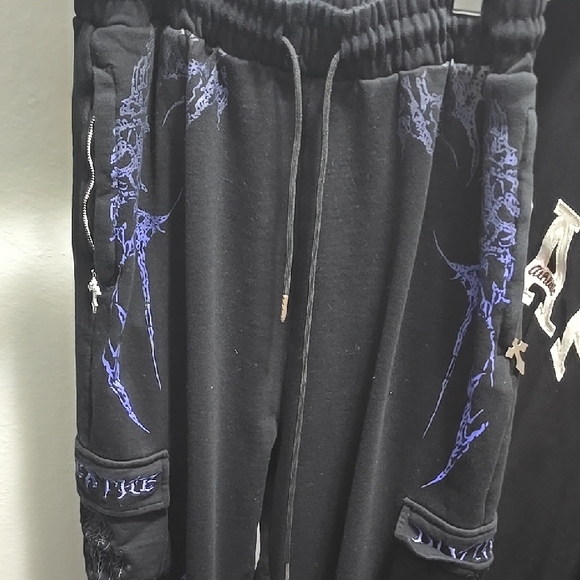 Black Joggers with Purple Accents